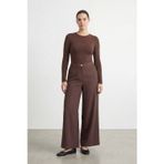 Kadın Bol Paça Büyük Beden Pantolon -19259PNT - BROWN