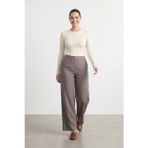 Kadın Bol Paça Büyük Beden Pantolon -19259PNT - MINK