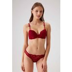 Kadin Bordo 4031 Milan Balenli Destekli Dantelli Sütyen Takim
