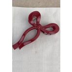 Kadın Bordo Büyük Boy Fiyonk Parlak Kırılmaz Toka 11 cm