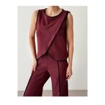 Kadın Bordo Çizgili Yırtmaçlı Pantolon - 10787 Bordo L