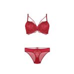 Kadın Bordo Destekli Dantelli Sütyen Ve Külot Takım, 80B, B4485NT-69BS00018310979
