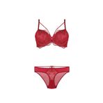 Kadın Bordo Destekli Dantelli Sütyen Ve Külot Takım, 85B, B4485NT-69BS00018310980