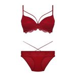 Kadın Bordo Desteksiz Bralet Sütyen Külot Takım, 80B, TYC00207653946-869BST0020105