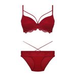 Kadın Bordo Desteksiz Bralet Sütyen Külot Takım, 85B, TYC00207653946-869BST0020132