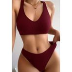 Kadın Bordo Desteksiz Seamless Tangalı Iç Çamaşır Takımı - Çok Renkli