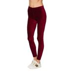 Kadın Bordo Fittilli Kadife Tayt, BORDO, XL