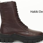 Kadın Bordo Floter Fermuarlı Kauçuk Taban Hakiki Deri Postal Bot