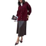 Kadın Bordo Oversize Triko Hırka Pis Dikişli 7000