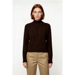 Kadın Bordo Reglan Kol Oversize Dik Yaka Triko Kazak Kış Sezonu İçin İdeal Rahat Günlük Giyim -Kahverengi-L