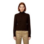 Kadın Bordo Reglan Kol Oversize Dik Yaka Triko Kazak Kış Sezonu İçin İdeal Rahat Günlük Giyim -Kahverengi-M