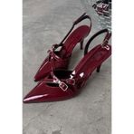 Kadın Bordo Rugan Toka Detaylı Ince Topuklu Stiletto Ayakkabı Nope TYCA162DC70CC7D000