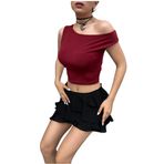 Kadın Bordo Sandy Kumaş Düşük Omuzlu Kalın Askılı Body 29127