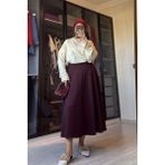 Kadın Bordo Scuba Kumaş Çan Etek - 40 - 42
