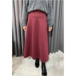 Kadın Bordo Scuba Kumaş Puf Kloş Tesettür ve Günlük Etek BOY:94-95CM - XL