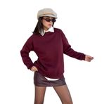 Kadın Bordo Taşlı Oversize Sweatshirt 30067 M