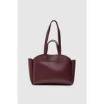 Kadın Bordo Tote Suni Deri Yavrulu Çift Kol Askılı Shopper El ve Omuz Çantası