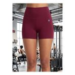 Kadın Bordo Yüksek Bel Toparlayıcı Spor Şort Fit Kesim Yoga ve Fitness Şortu SRTHBRD