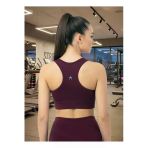 Kadın Bordo Yüksek Esnekliğe Sahip Toparlayıcı Spor Büstiyer Fitness Yoga Sütyeni