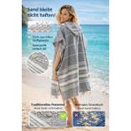 Kadın Bornoz Panço Peştemal Pamuklu Plaj Havlusu Gri - L - XL