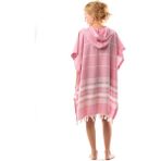 Kadın Bornoz Panço Peştemal Pamuklu Plaj Havlusu Pembe - L - XL