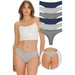 Kadın Brazilian Tanga 6'lı Paket Set - KTS1169 - Mavi - Gri - Lacivert