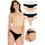 Kadın Brazilian Tanga 6'lı Paket Set - KTS1169 - XL - Renkli