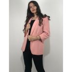 Kadın Bronş Detaylı Truvakar Kol Blazer Ceket - M - Pudra