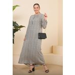 Kadin Buyuk Beden Çıtır Desen Uzun Anne Günlük Elbise Taş - 4XL