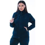 Kadın Büyük Beden Fermuarlı 3 İplik Şardonlu Kapüşonlu soft eşofman Takım (Lacivert, 6XL)
