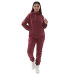 Kadın Büyük Beden Fermuarlı 3 İplik Şardonlu Kapüşonlu soft eşofman Takım (Mürdüm, 7XL)