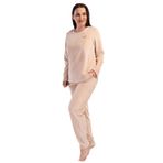 Kadın Büyük Beden Kadife Uzun Kol Bej Pijama Takım C9T8N0O304 BEJ 3 XL
