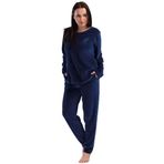 Kadın Büyük Beden Kadife Uzun Kol İndigo Pijama Takım C5T8N0O304 İNDİGO 1 XL