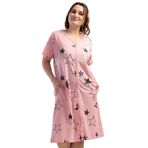 Kadın Büyük Beden Kısa Kol Fermuarlı Rosebloom Ev Elbisesi C2T1N0O011 ROSEBLOOM 2 XL