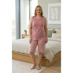 Kadın Büyük Beden Milan Kumaş Kalın Askılı Şortlu Pijama Takımı (Pudra, 3XL)