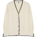 Kadın Büyük Beden Moda Şık Regular V Yaka Uzun Kol Düz Triko Hırka - Krem - 3XL