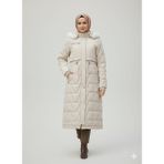Kadın Büyük Beden Nova Urban Kap Ara Boy Mont 25.55 - 42 - Krem