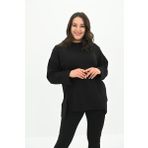 Kadın Büyük Beden Oversize Yırtmaç Detaylı Sweatshirt 1865-25