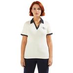 Kadın Büyük Beden Polo Yaka Nakışlı Kaşkorse Bluz Kaliteli Şık Rahat Modern Zarif Günlük_Ekru-5XL