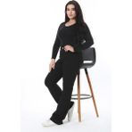 Kadın Büyük Beden Siyah Yüksek Bel Geniş Paçalı 5 Cep Likralı Kot Pantolon 65N38497 - 44