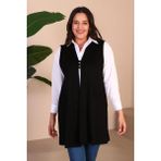 Kadin Buyuk Beden Tesettur Yelek Düğmeli ve Cepli Esnek Yelek - 6XL - Siyah