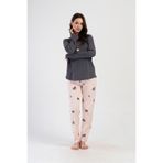 Kadın Büyük Beden Uzun Kol Füme Pijama Takım C2T7N1O304 FÜME 4 XL