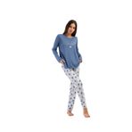 Kadın Büyük Beden Uzun Kol Mavi Pijama Takım C7T7N1O304 MAVİ