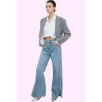 Kadın Care Koleksiyonu Pamuk Denim Pantolon Yüksek Bel Geniş Paça Casual Stil Günlük Kullanım