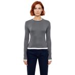 Kadın Casual Bluz Viskon Ribana Fitted Kesim Dik Yaka Uzun Kollu Esnek Kumaş Günlük Kullanım_Antrasit-M