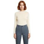 Kadın Casual Bluz Viskon Ribana Fitted Kesim Dik Yaka Uzun Kollu Esnek Kumaş Günlük Kullanım_Taş-M
