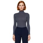 Kadın Casual Günlük Esnek Vücuda Oturan Balıkçı Yaka Uzun Kollu Örme Bluz Cool & Comfort Tarzıyla_Antrasit-S