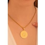 Kadın Çelik Kolye - Altın Kaplama Allah Yazılı Yuvarlak Model Çelik Kolye 4325464253243