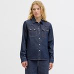 Kadin Cep Detayli Denim Gömlek - Jules - 0- Koyu Mavi