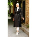 Kadın Cepli Kuşaklı Trençkot - Siyah - 44